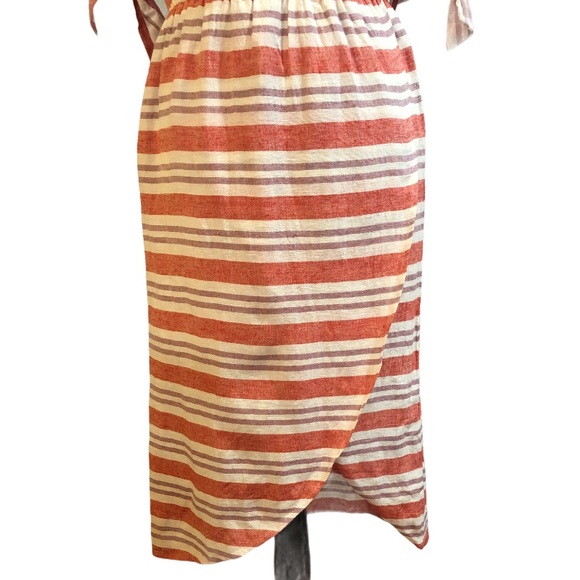 Lovers + Friends Boho Festival Mara Midi Off The Shoulder Berry Stripe Dress - Picture 4 of 12